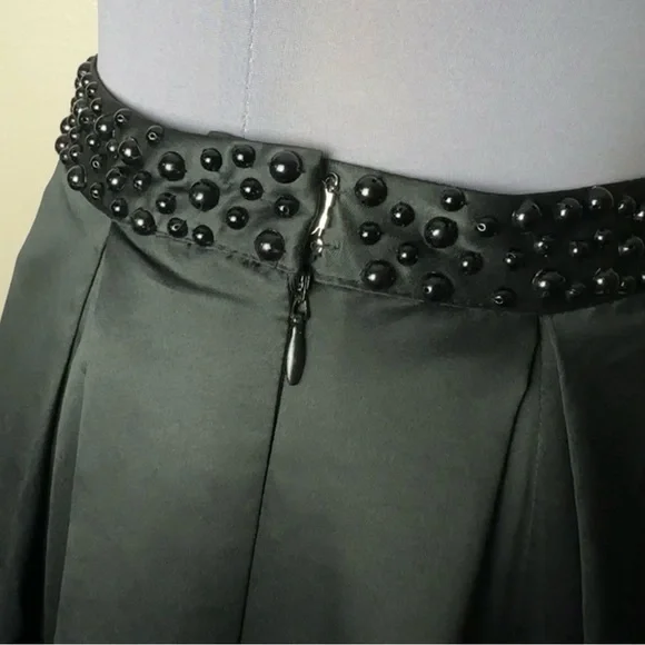 NWT Black Full Length Satin Beaded Two-Piece Formal Gown - Picture 10 of 16